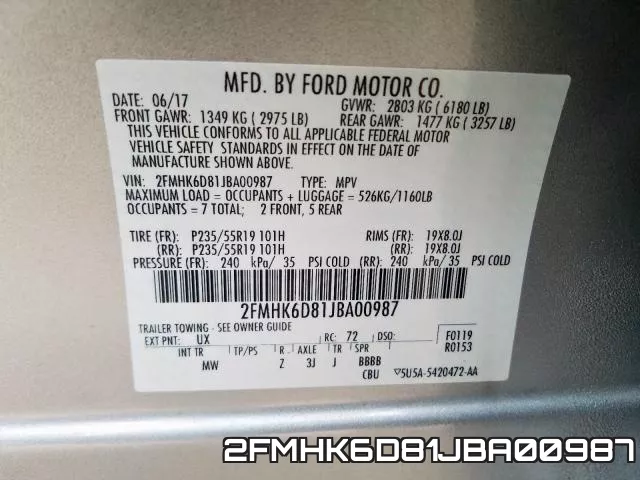 2FMHK6D81JBA00987 фото 2