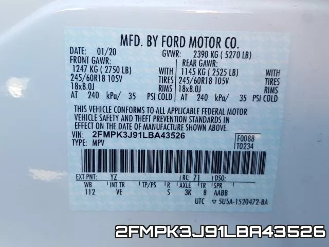 2FMPK3J91LBA43526 фото 2