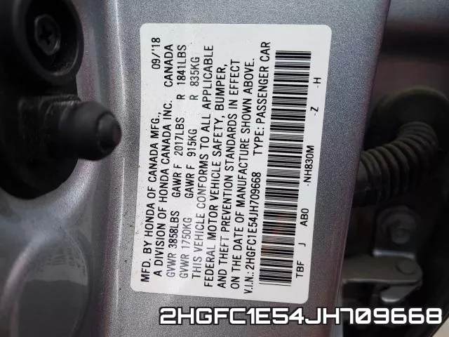 2HGFC1E54JH709668 фото 2