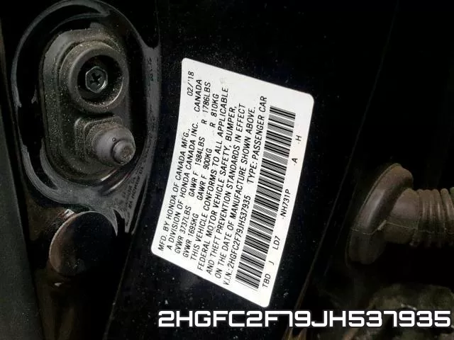 2HGFC2F79JH537935 фото 2