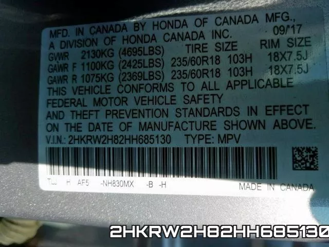 2HKRW2H82HH685130 фото 2