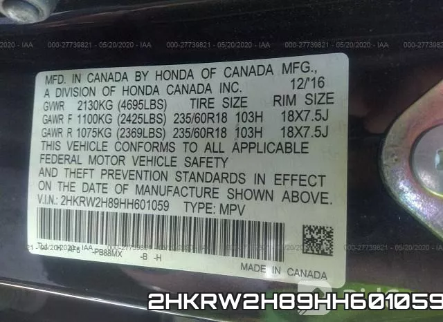2HKRW2H89HH601059 фото 10