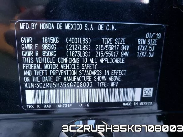 3CZRU5H35KG708003 фото 2