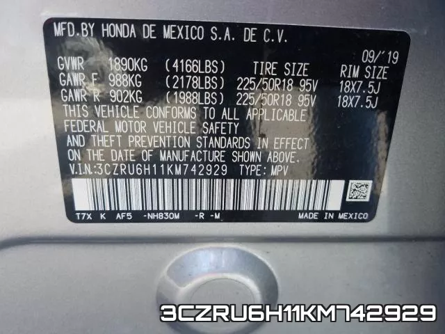 3CZRU6H11KM742929 фото 2