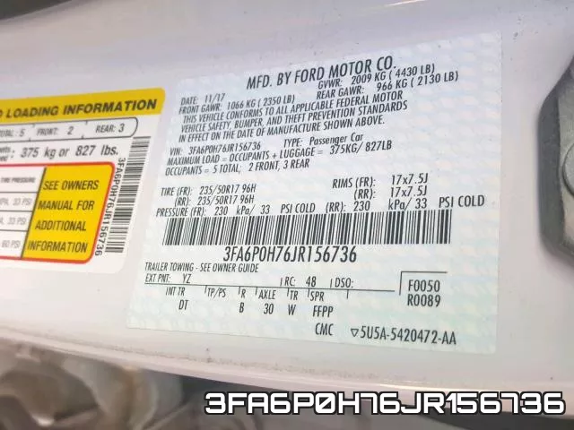 3FA6P0H76JR156736 фото 2