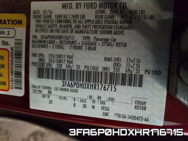 3FA6P0HDXHR176715 фото 2