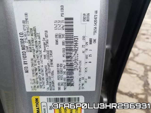 3FA6P0LU3HR296931 фото 2
