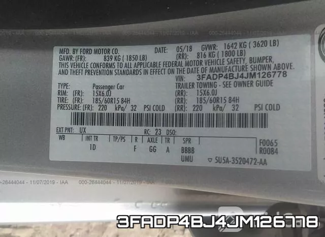 3FADP4BJ4JM126778 фото 10