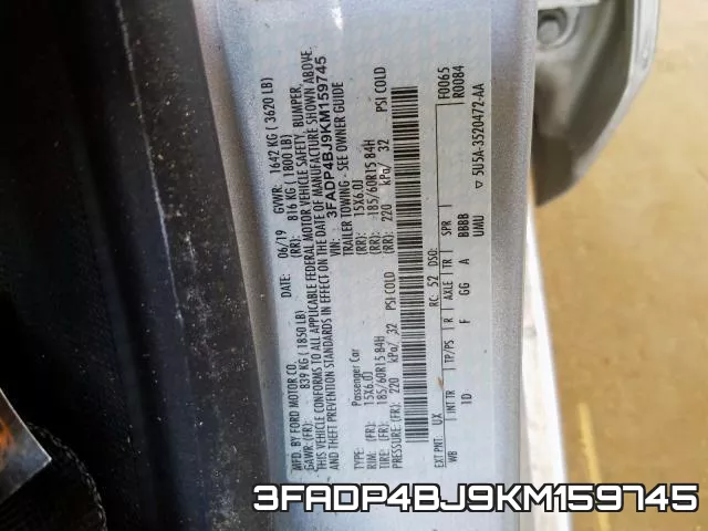 3FADP4BJ9KM159745 фото 2