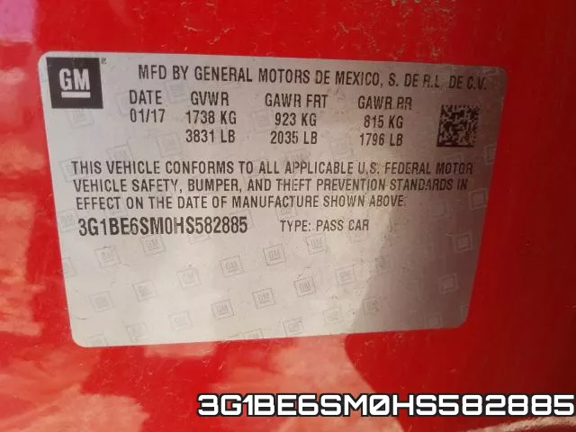 3G1BE6SM0HS582885 фото 2
