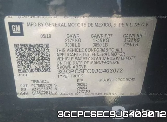 3GCPCSEC9JG403072 фото 10