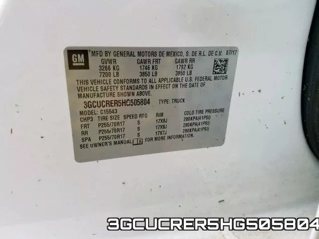 3GCUCRER5HG505804 фото 2