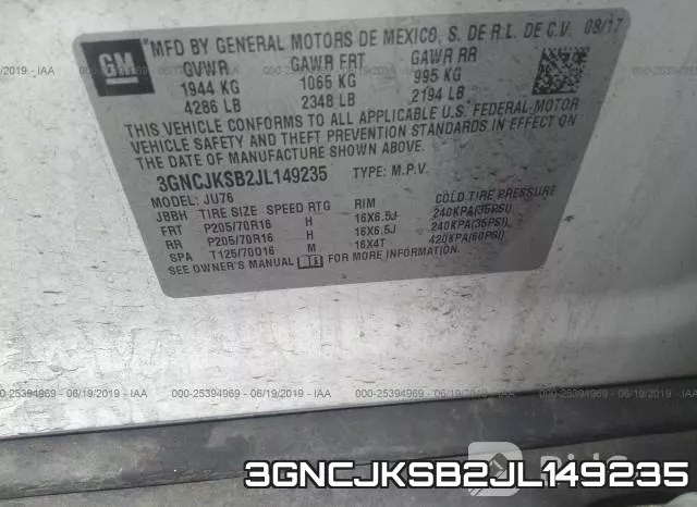3GNCJKSB2JL149235 фото 10