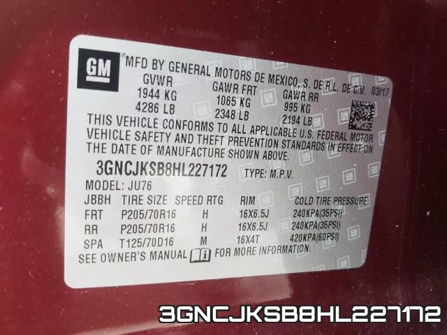 3GNCJKSB8HL227172 фото 2