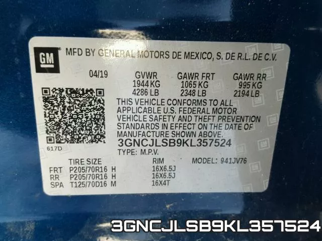 3GNCJLSB9KL357524 фото 2