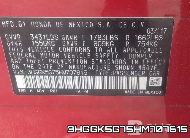 3HGGK5G75HM707615 фото 10