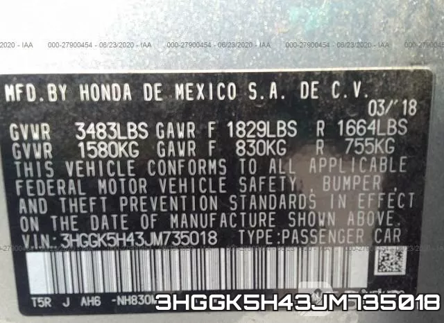 3HGGK5H43JM735018 фото 10