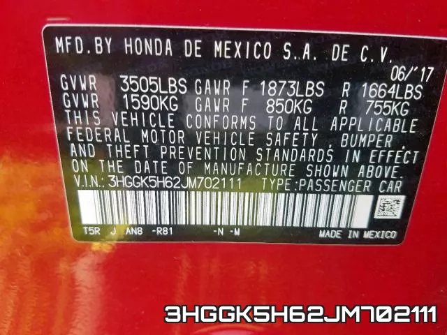 3HGGK5H62JM702111 фото 2