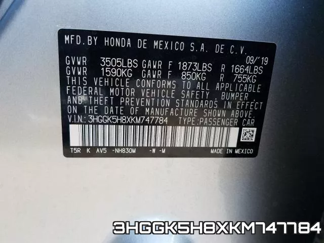 3HGGK5H8XKM747784 фото 2
