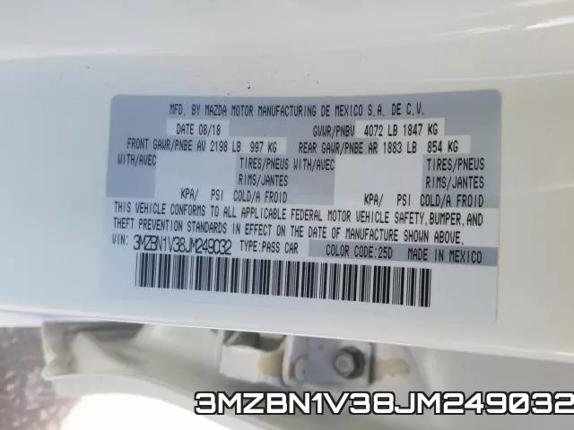 3MZBN1V38JM249032 фото 2