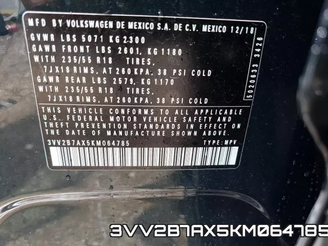 3VV2B7AX5KM064785 фото 2