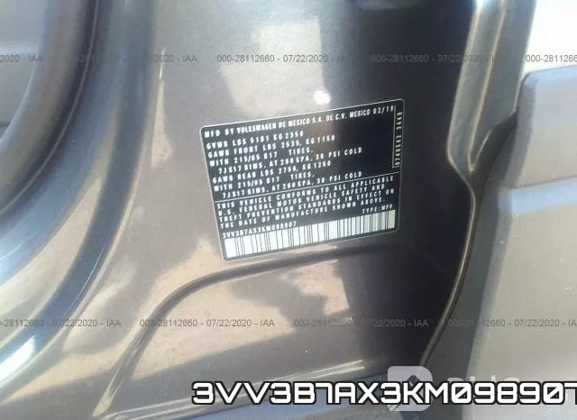 3VV3B7AX3KM098907 фото 10