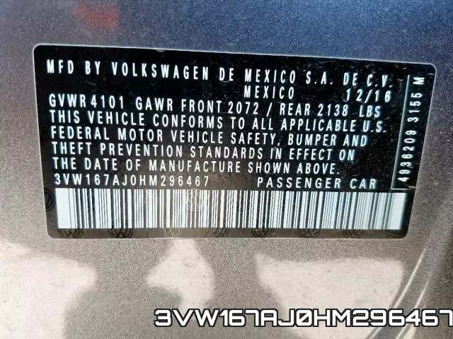 3VW167AJ0HM296467 фото 2