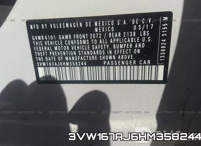 3VW167AJ6HM358244 фото 10