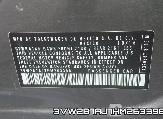 3VW2B7AJ7HM263398 фото 10