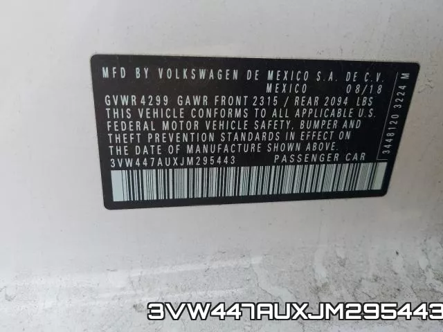 3VW447AUXJM295443 фото 2