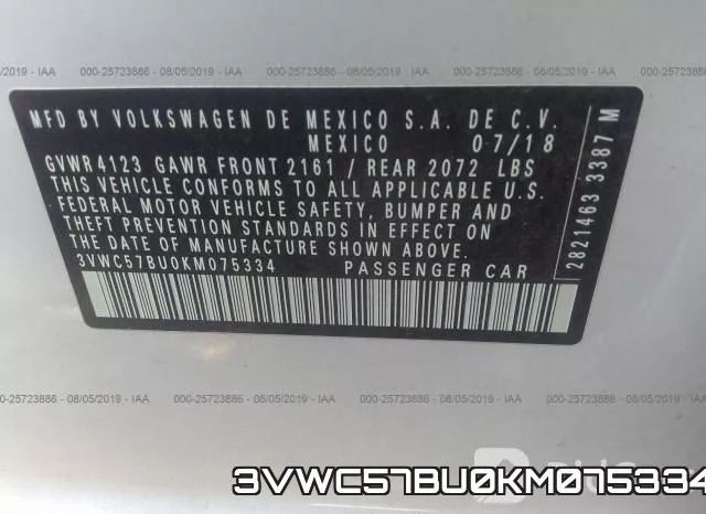 3VWC57BU0KM075334 фото 10