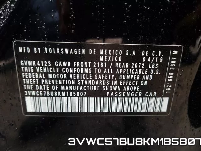 3VWC57BU8KM185807 фото 2