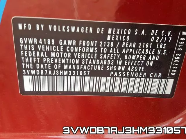 3VWDB7AJ3HM331057 фото 2