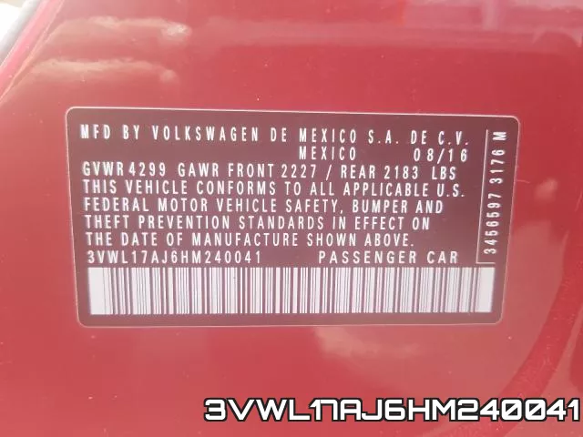 3VWL17AJ6HM240041 фото 2