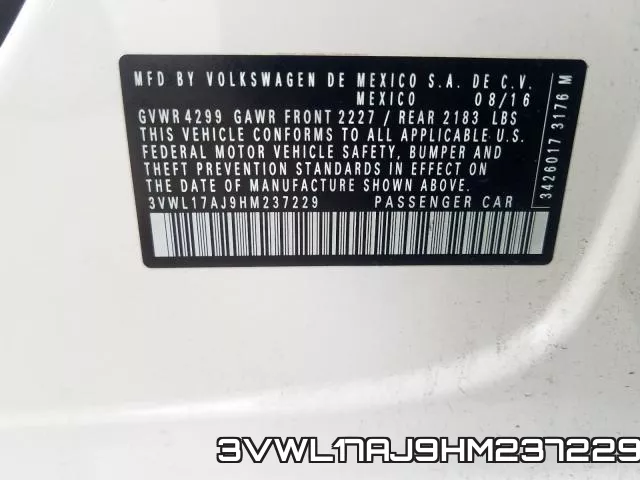 3VWL17AJ9HM237229 фото 2