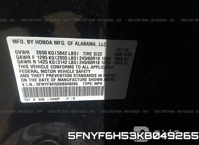 5FNYF6H53KB049265 фото 10