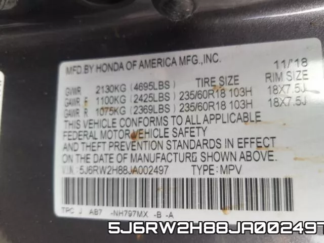 5J6RW2H88JA002497 фото 2