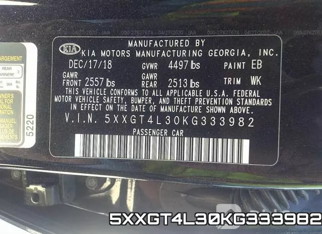 5XXGT4L30KG333982 фото 10