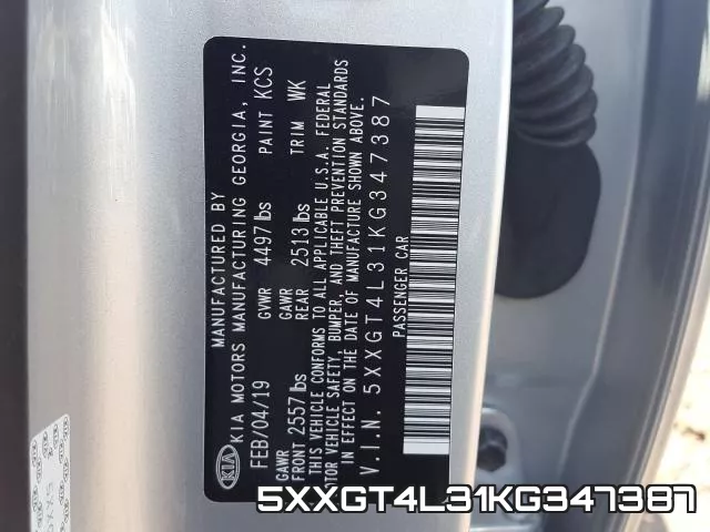 5XXGT4L31KG347387 фото 2