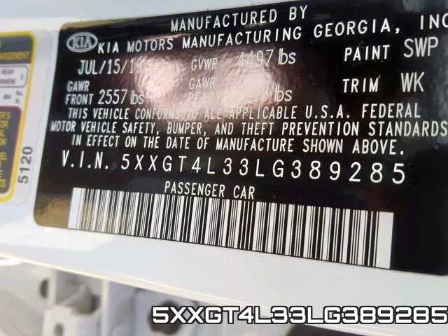 5XXGT4L33LG389285 фото 2