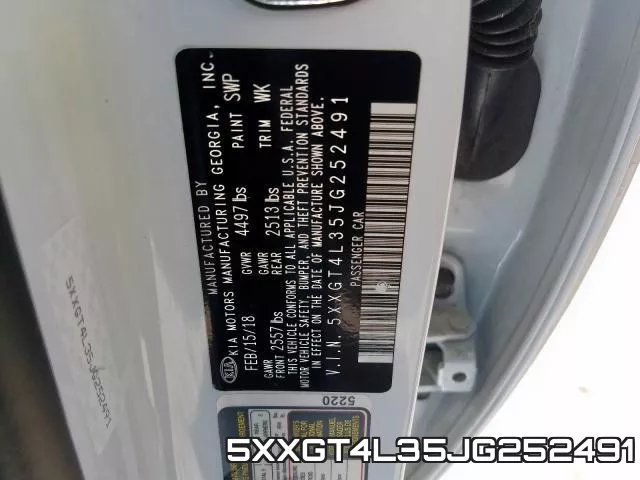 5XXGT4L35JG252491 фото 2