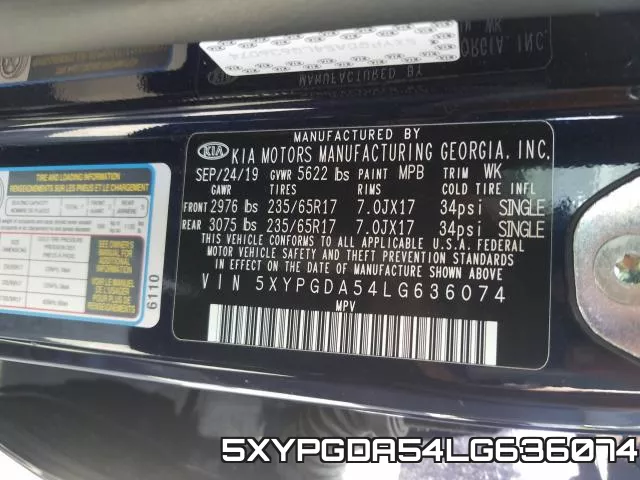 5XYPGDA54LG636074 фото 2