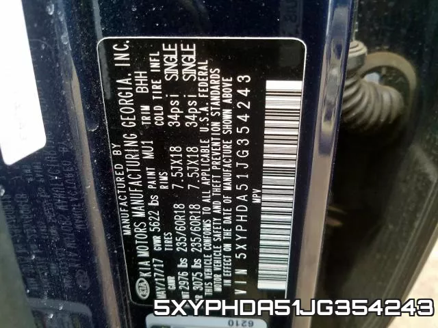 5XYPHDA51JG354243 фото 2