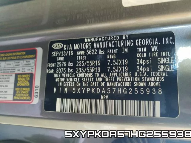 5XYPKDA57HG255938 фото 2