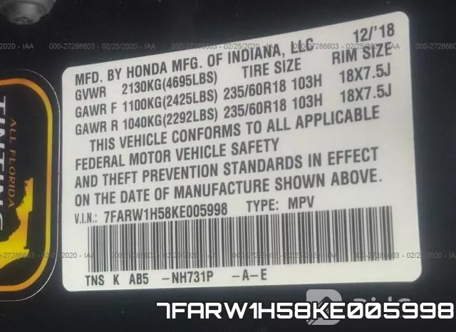 7FARW1H58KE005998 фото 10