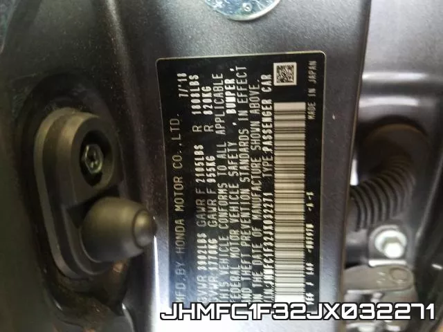JHMFC1F32JX032271 фото 2