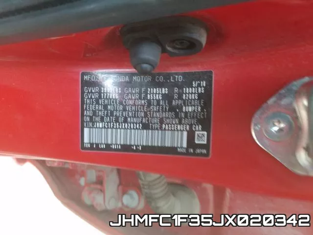 JHMFC1F35JX020342 фото 2