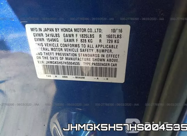JHMGK5H57HS004535 фото 10
