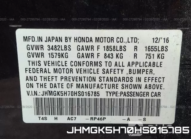 JHMGK5H70HS016785 фото 10