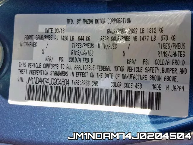 JM1NDAM74J0204504 фото 2